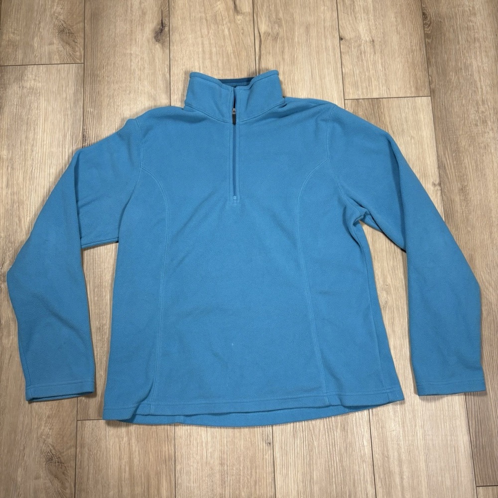 Lands' End Women's Fleece Pullover Large 14-16 Light Blue‎ Quarter Zip